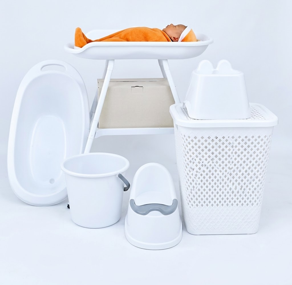 Kit Baignoire Bébé Complet sur Pieds & Table à Langer surélevée