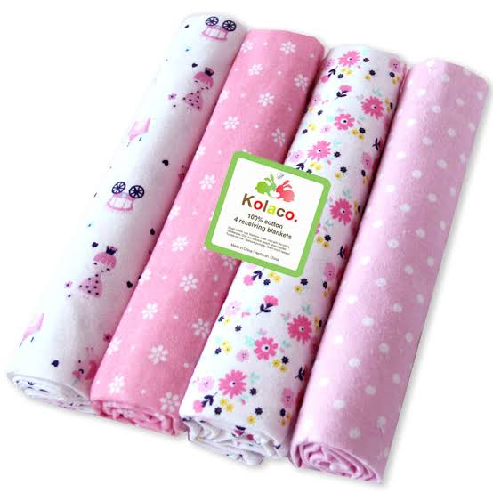 Lot de 4 Draps Langes Bébé en Coton Kolaco Baby - Imprimés