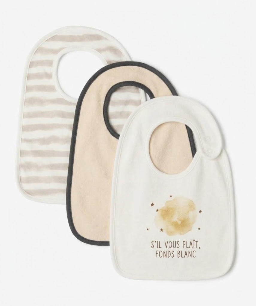 Lot de 3 Bavoirs Bébé en Coton