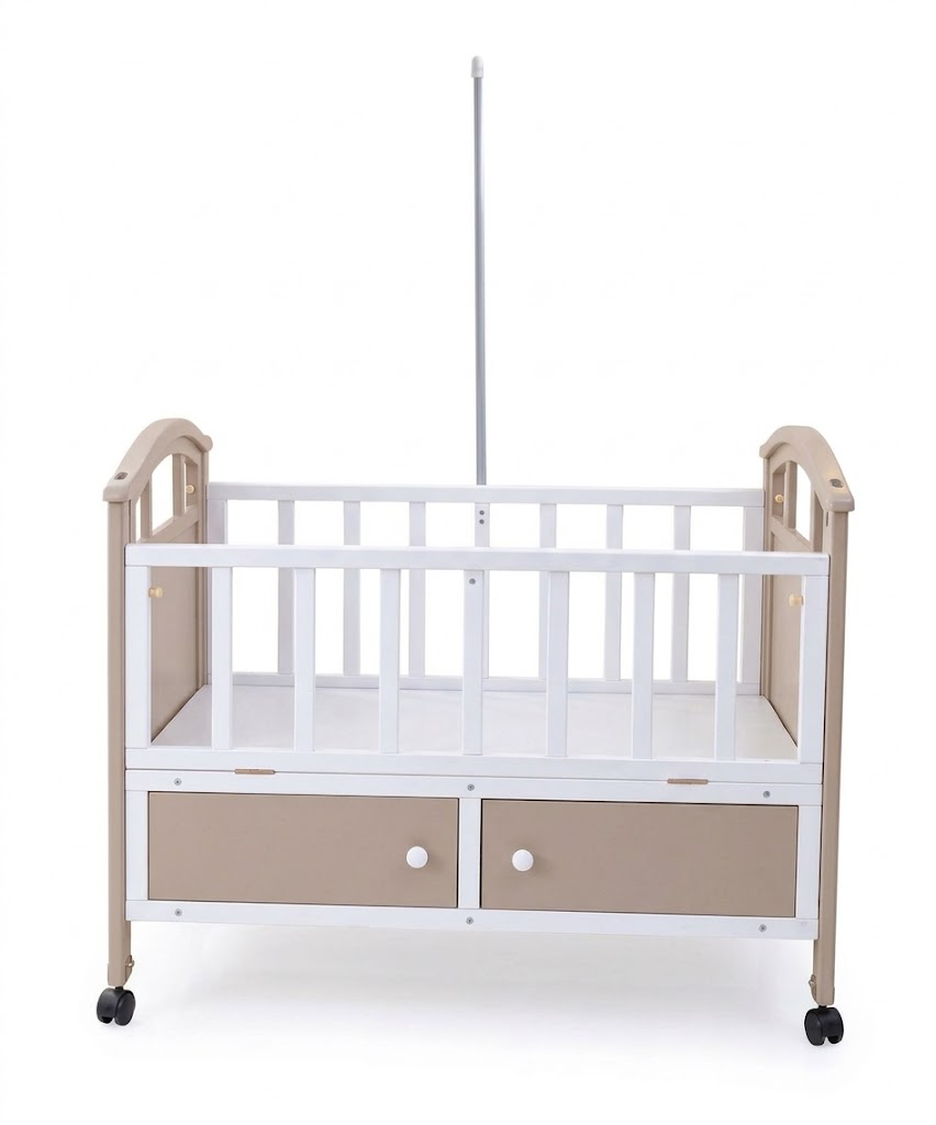 Lit Berceau Bébé Évolutif en Bois avec Rangement Intégré