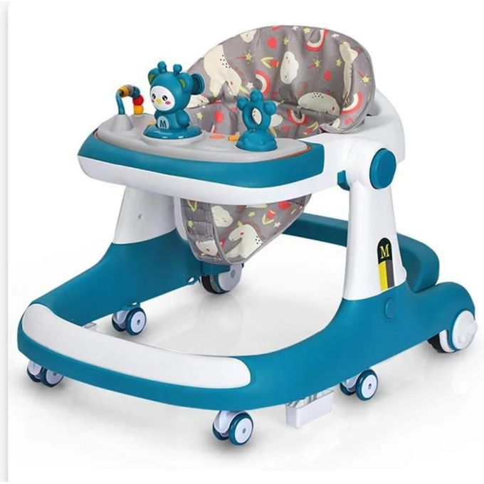 Trotteur Bébé Évolutif avec Canne Poussette & Plateau Éveil